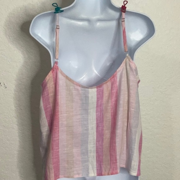 467- Splendid NWOT Pink & Purple Stripped Adjustable Straps Top, Size Medium - Picture 3 of 6